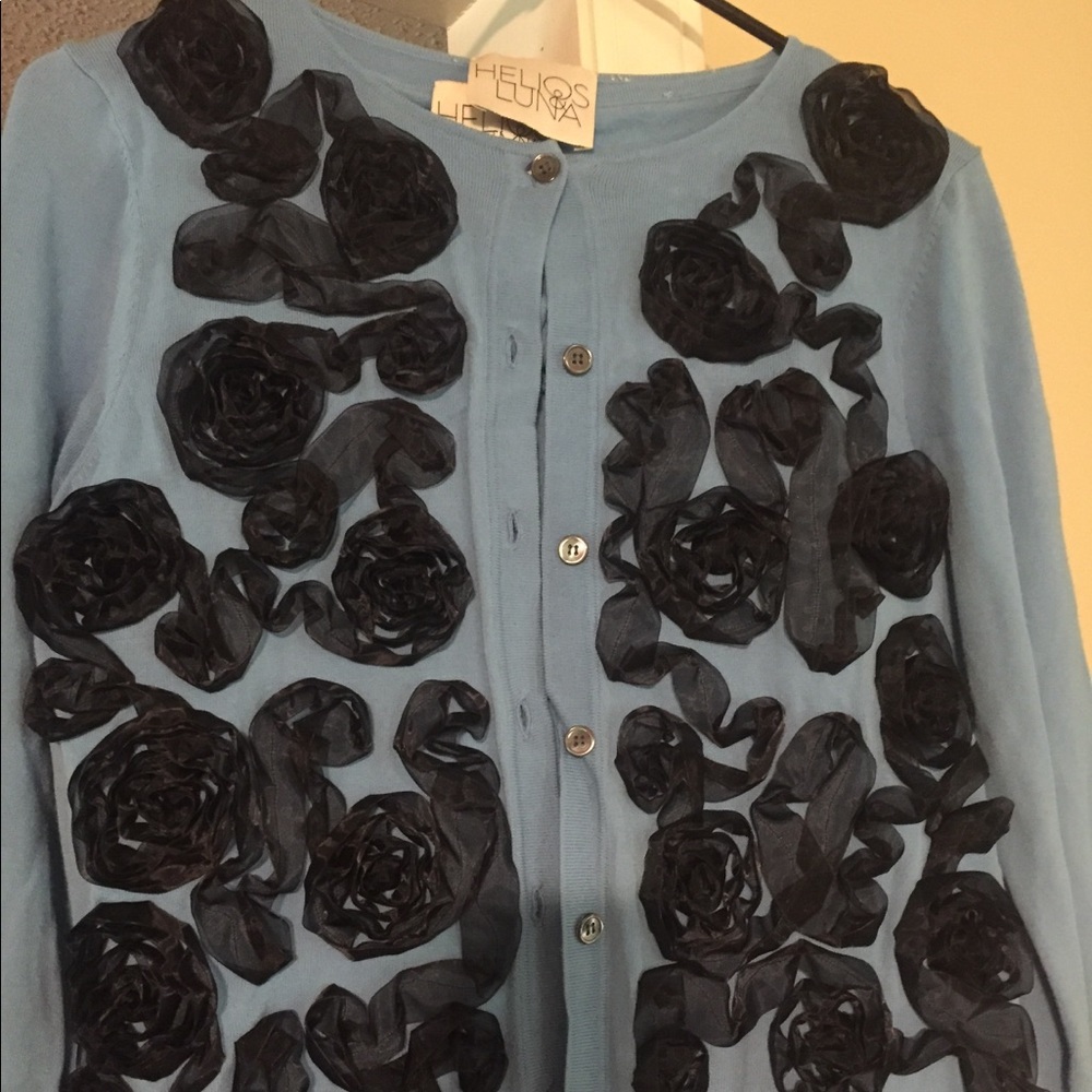 Cardigan set with rosette ribbon detail